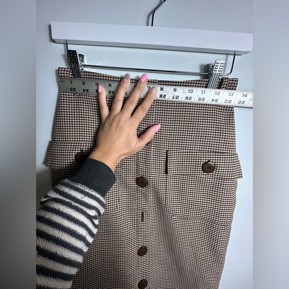 UTERGUE Houndstooth Midi Beown Skirt with front pockets Size XS - Picture 13 of 17